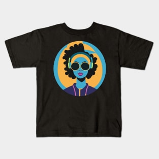 80s popart black girl, vibrant colors, face only Kids T-Shirt